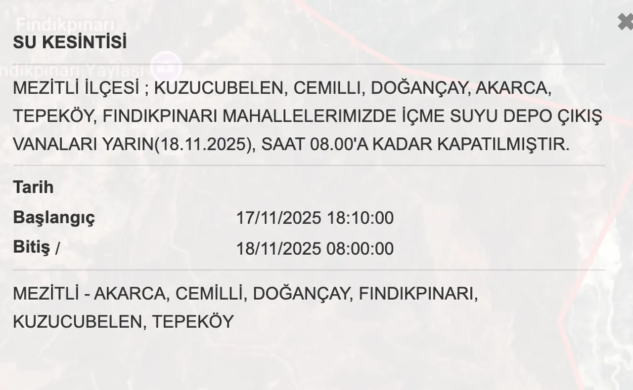 Son dakika! Mersin su kesintisi ne zaman giderilecek? 18 Kasım MUSKİ duyurdu