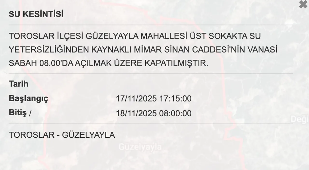 Son dakika! Mersin su kesintisi ne zaman giderilecek? 18 Kasım MUSKİ duyurdu