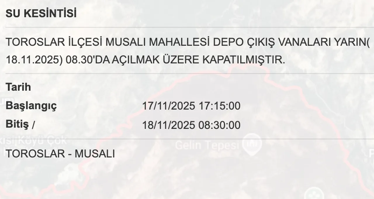 Son dakika! Mersin su kesintisi ne zaman giderilecek? 18 Kasım MUSKİ duyurdu