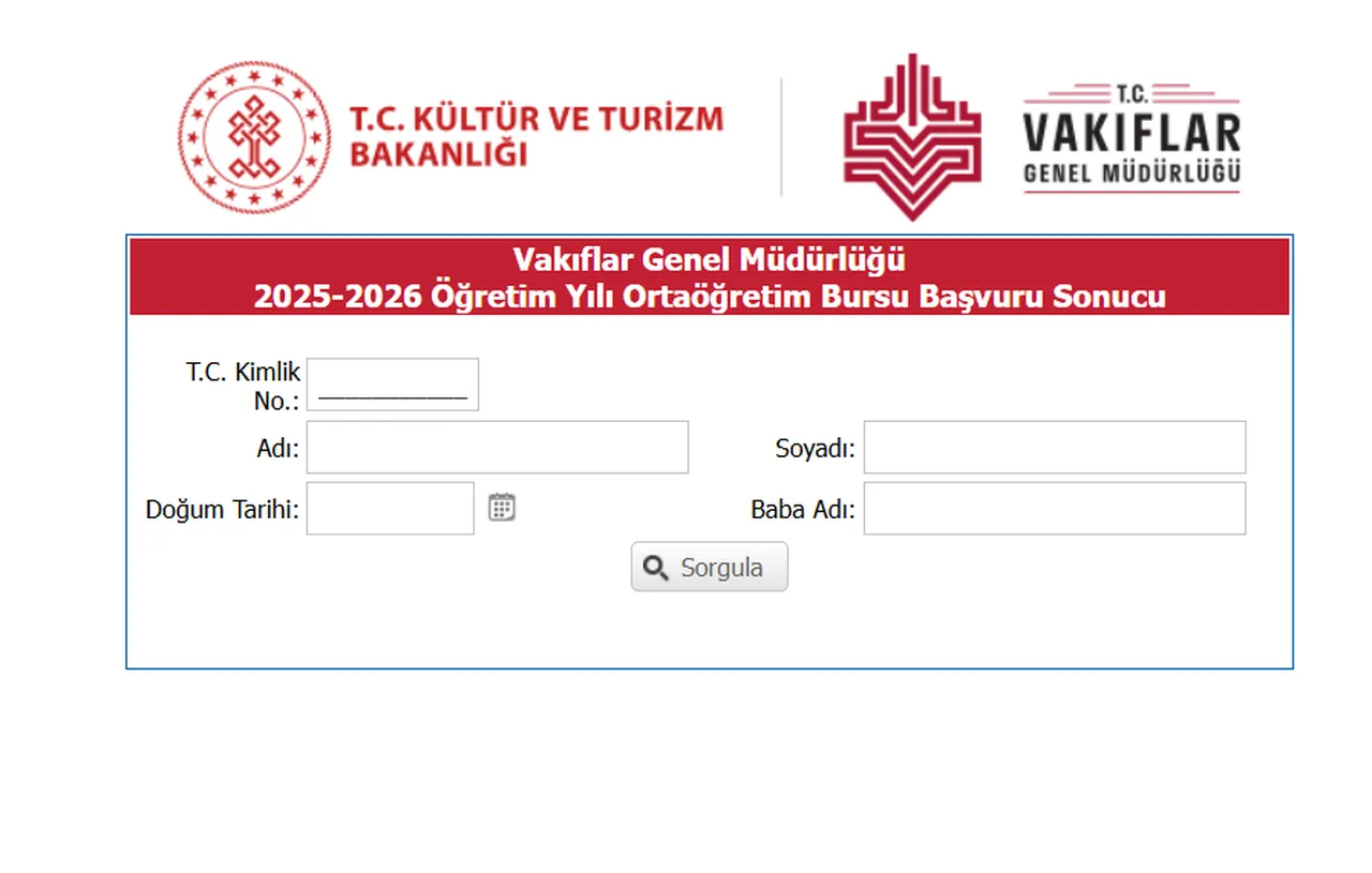 VGM burs sonucu sorgulama ekranı!