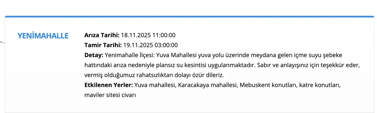 Son dakika ASKİ su kesintisi 19 Kasım: Ankarada sular ne zaman gelecek? İşte güncel liste...