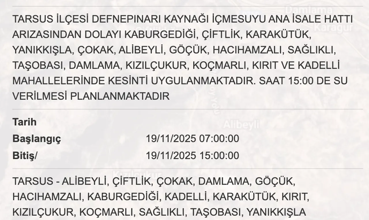 Son dakika: Mersinde su kesintisi yaşanıyor! MESKİ duyurdu, hangi ilçelerde sular ne zaman gelecek?