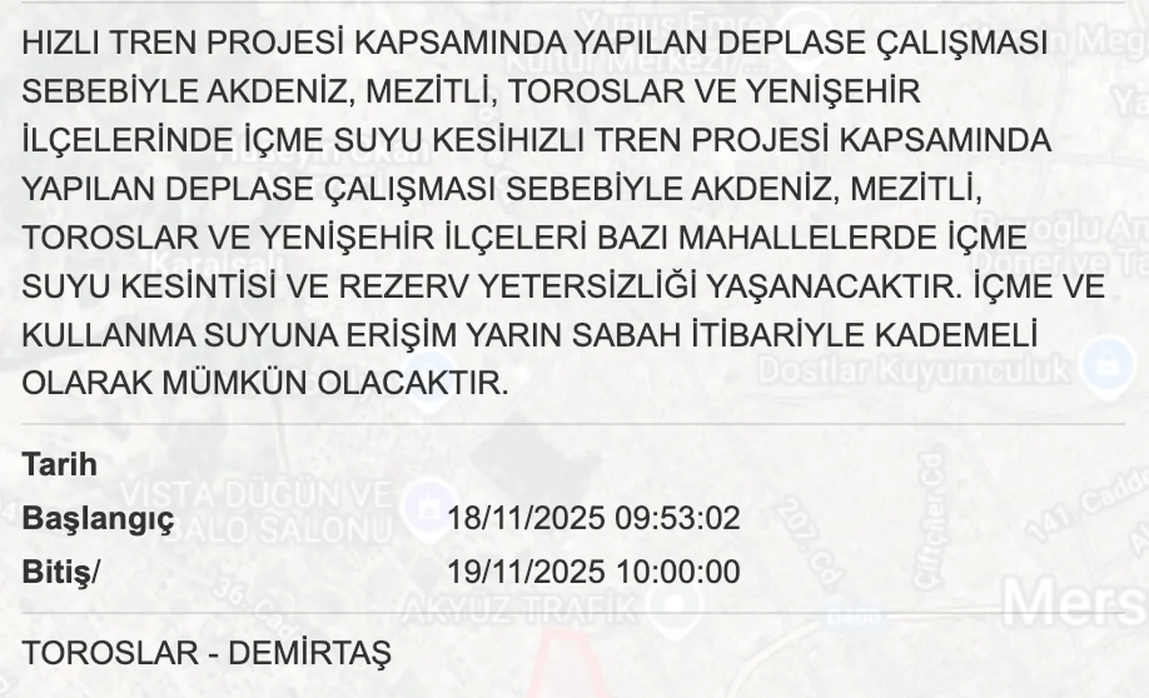 Son dakika: Mersinde su kesintisi yaşanıyor! MESKİ duyurdu, hangi ilçelerde sular ne zaman gelecek?