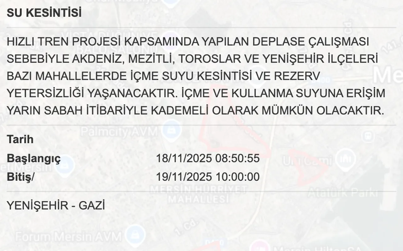 Son dakika: Mersinde su kesintisi yaşanıyor! MESKİ duyurdu, hangi ilçelerde sular ne zaman gelecek?