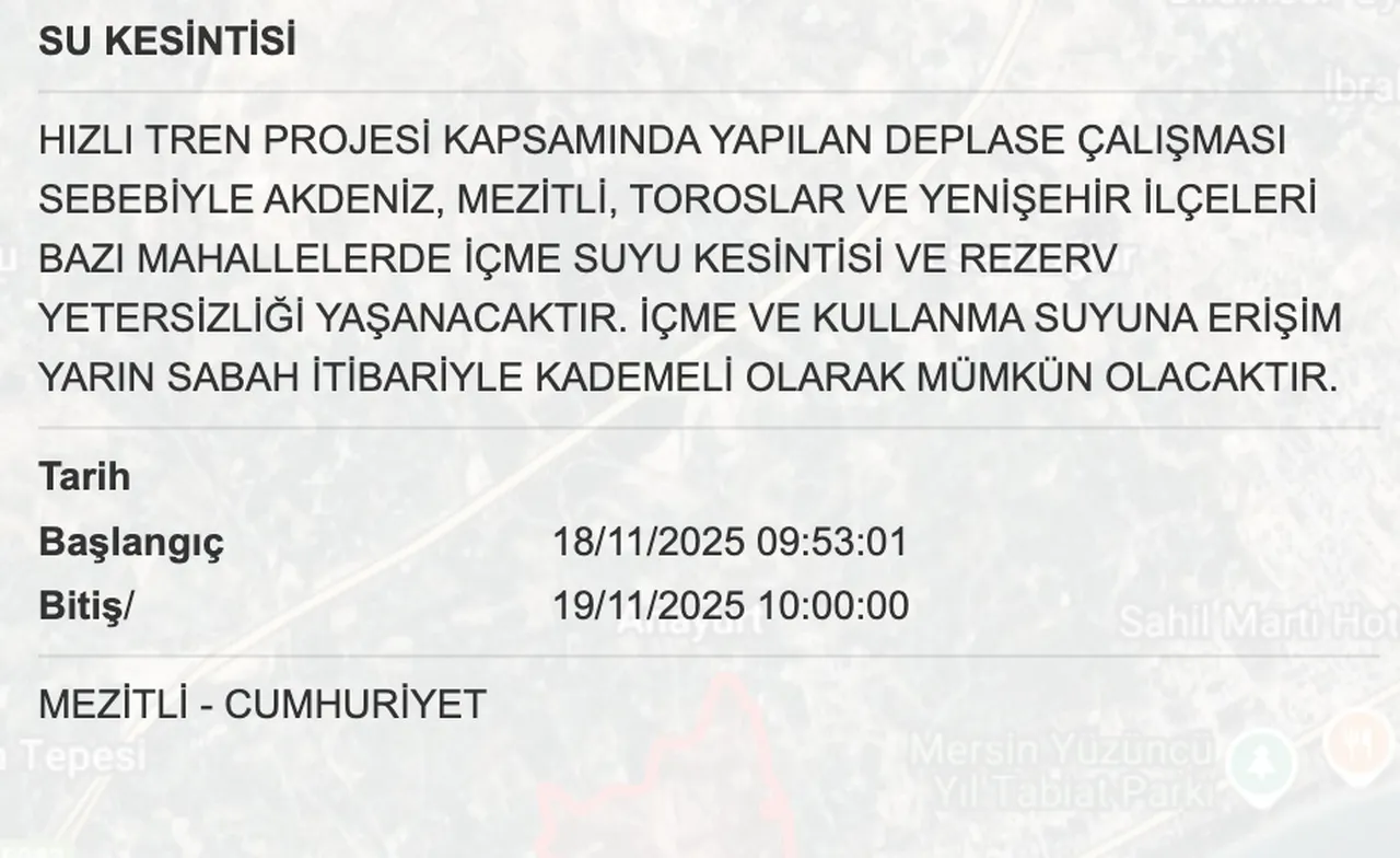 Son dakika: Mersinde su kesintisi yaşanıyor! MESKİ duyurdu, hangi ilçelerde sular ne zaman gelecek?