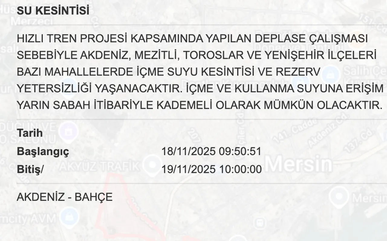 Son dakika: Mersinde su kesintisi yaşanıyor! MESKİ duyurdu, hangi ilçelerde sular ne zaman gelecek?