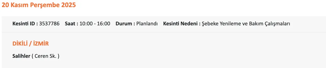 Gediz Elektrik kesintisi sorgulama! 20 Kasım Perşembe İzmirde elektrikler ne zaman gelecek?