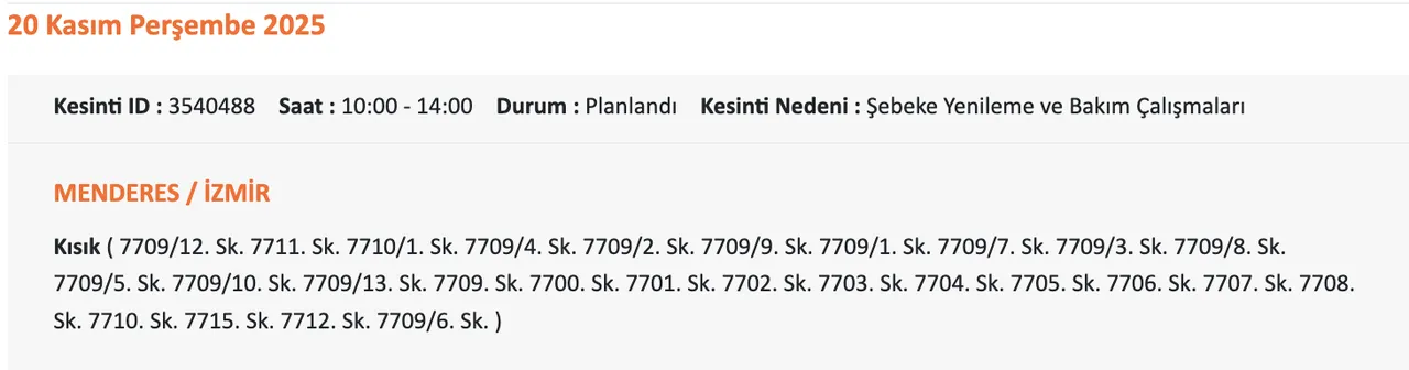 Gediz Elektrik kesintisi sorgulama! 20 Kasım Perşembe İzmirde elektrikler ne zaman gelecek?