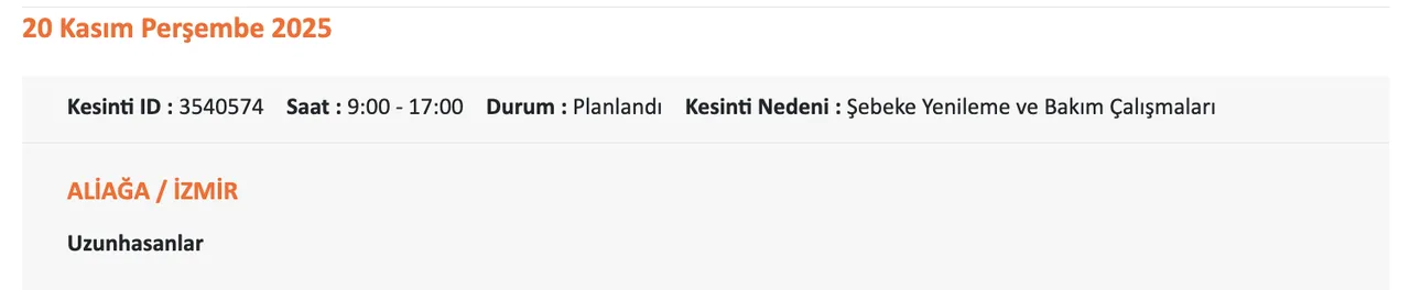 Gediz Elektrik kesintisi sorgulama! 20 Kasım Perşembe İzmirde elektrikler ne zaman gelecek?