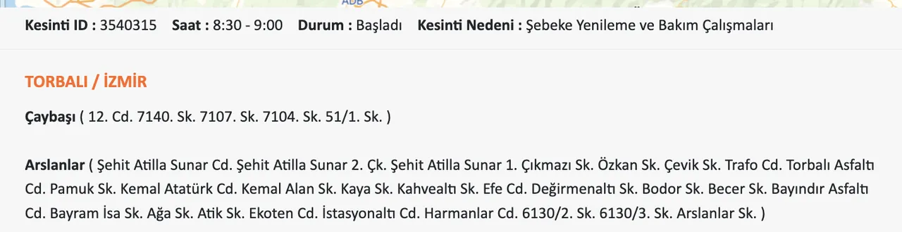 Gediz Elektrik kesintisi sorgulama! 20 Kasım Perşembe İzmirde elektrikler ne zaman gelecek?