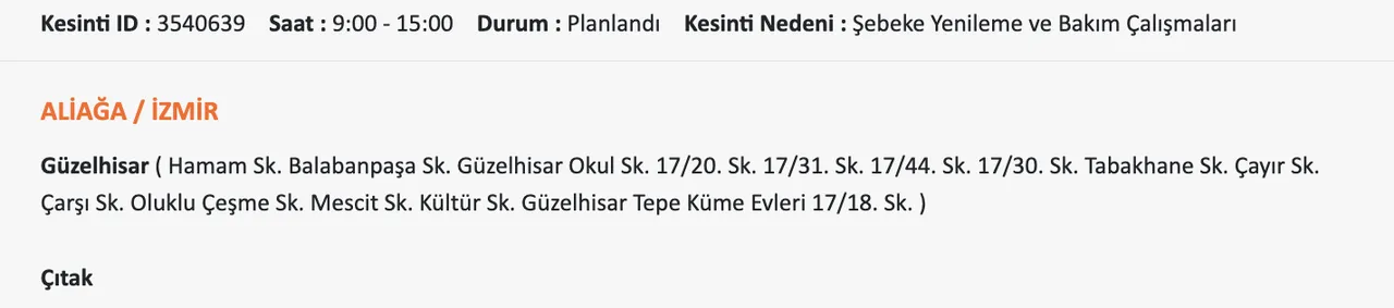 Gediz Elektrik kesintisi sorgulama! 20 Kasım Perşembe İzmirde elektrikler ne zaman gelecek?