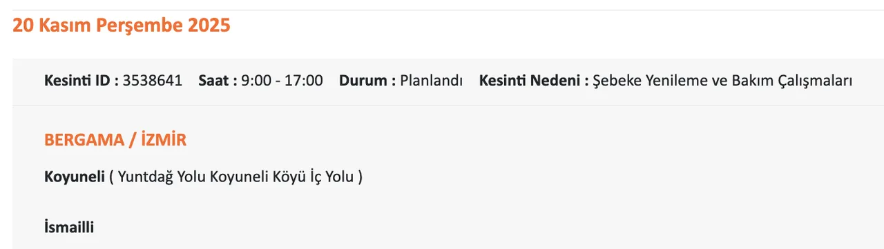 Gediz Elektrik kesintisi sorgulama! 20 Kasım Perşembe İzmirde elektrikler ne zaman gelecek?