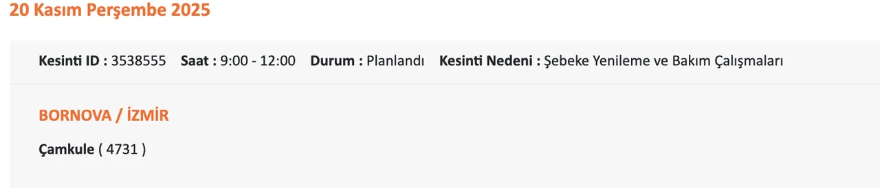 Gediz Elektrik kesintisi sorgulama! 20 Kasım Perşembe İzmirde elektrikler ne zaman gelecek?