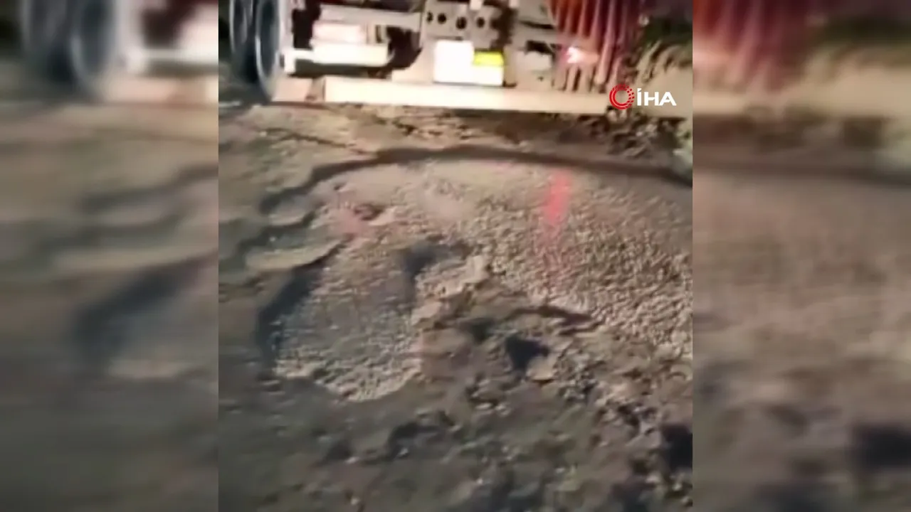 Yola beton döken sürücüden pişkin cevap! Firmam zengin cezamızı öderiz