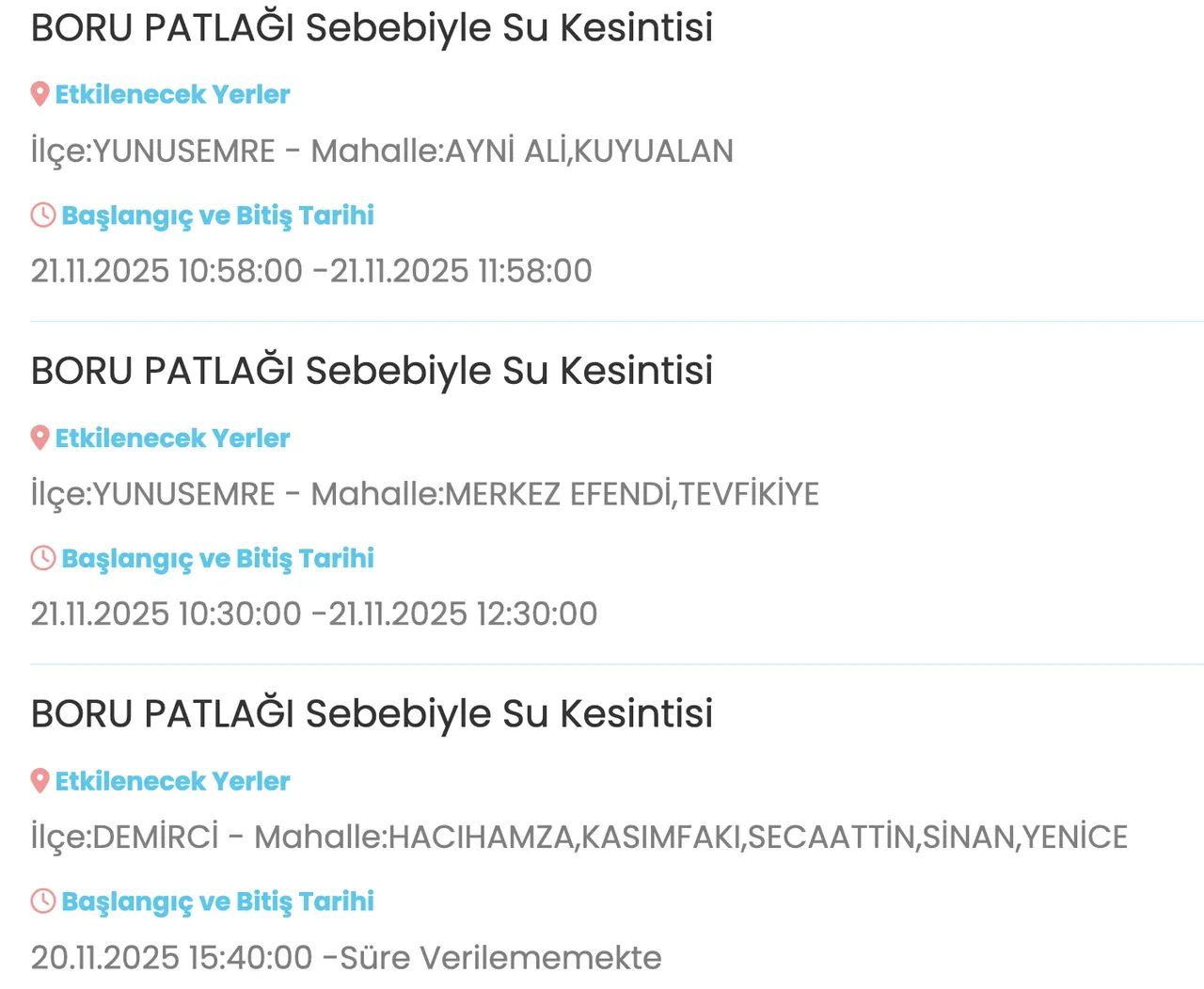 21 Kasım Manisa su kesintisi: MASKİ duyurdu! Manisada su kesintisi kaç saat sürecek?