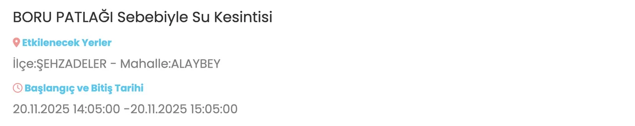 21 Kasım Manisa su kesintisi: MASKİ duyurdu! Manisada su kesintisi kaç saat sürecek?