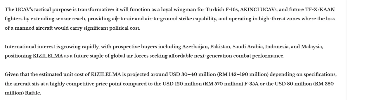 Azerbaycan, Pakistan, Suudi Arabistan, Endonezya ve Malezya gibi potansiyel alıcıların ilgisiyle uluslararası ilgi hızla artıyor ve KIZILELMA, uygun fiyatlı yeni nesil savaş performansı arayan küresel hava kuvvetlerinin gelecekteki temel unsuru olarak konumlanıyor.