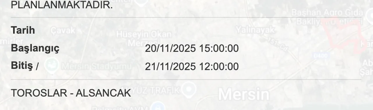 Son dakika: Mersinde sular ne zaman gelecek? 21 Kasım MESKİ su kesintisi bitiş saatleri!