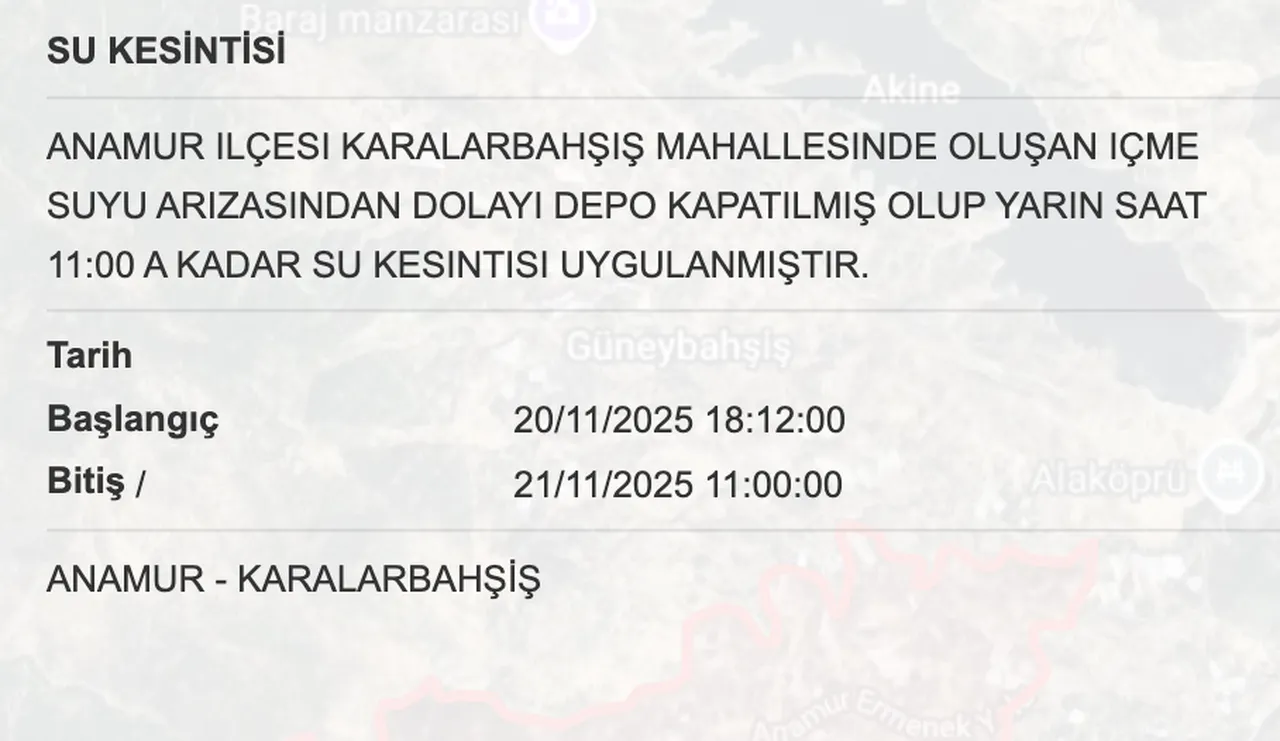 Son dakika: Mersinde sular ne zaman gelecek? 21 Kasım MESKİ su kesintisi bitiş saatleri!