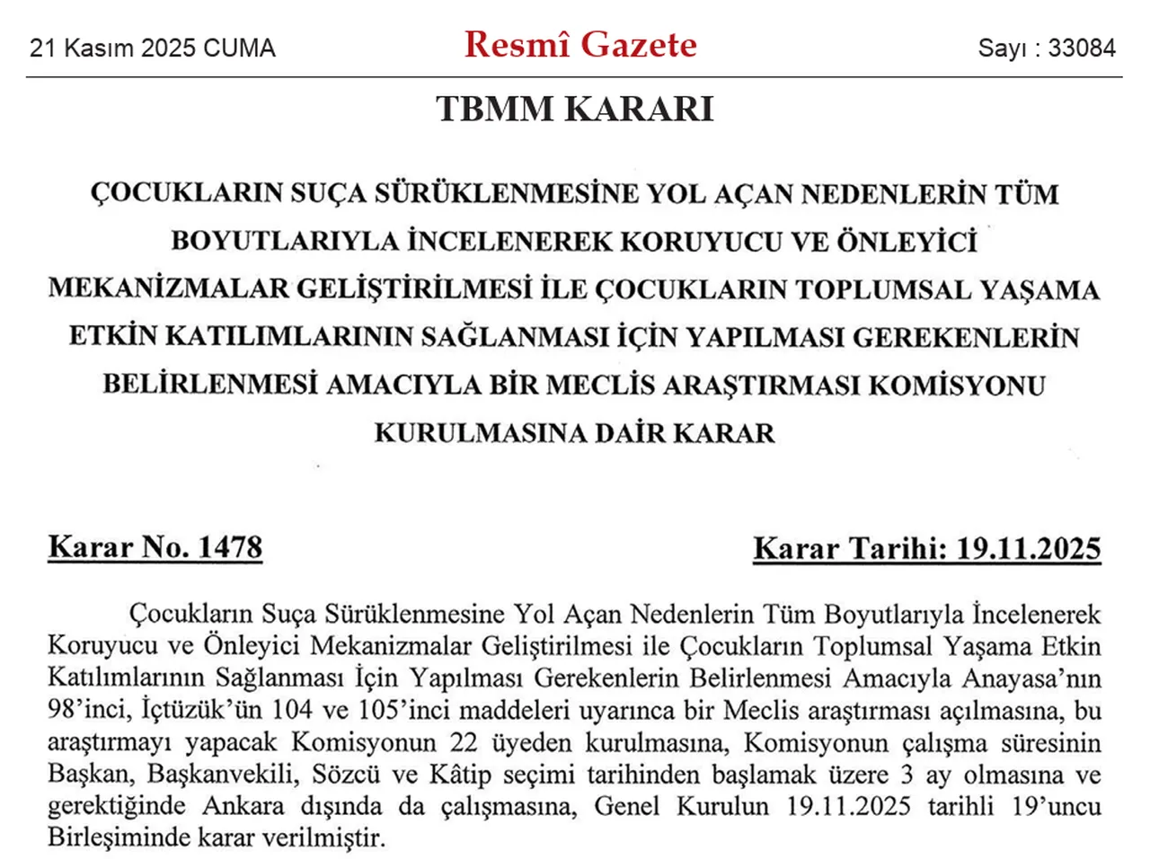 Suça sürüklenen çocuklarla ilgili komisyon kuruluyor! Karar Resmi Gazete'de