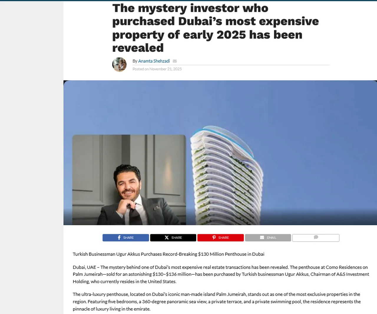 Dünyanın en pahalı dairesini Türk iş insanı mı Aldı? Değeri tam 4,4 milyar TL!