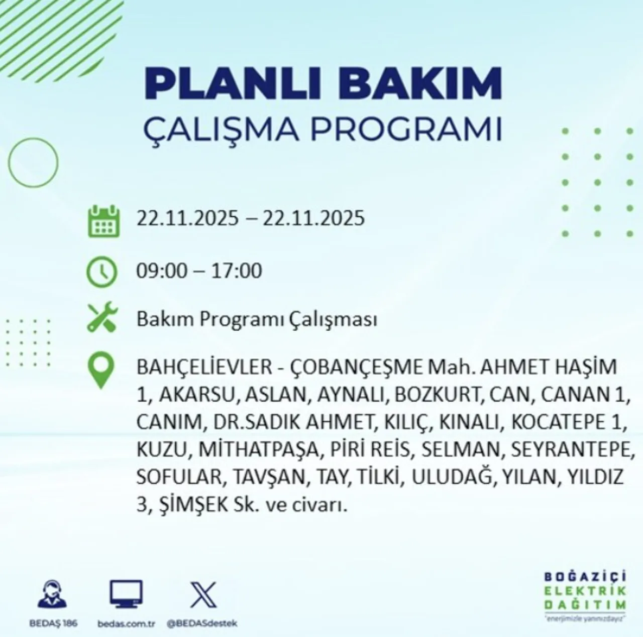 Son dakika İstanbul elektrik kesintisi! 22 Kasım Cumartesi İstanbulda elektrikler ne zaman gelecek?