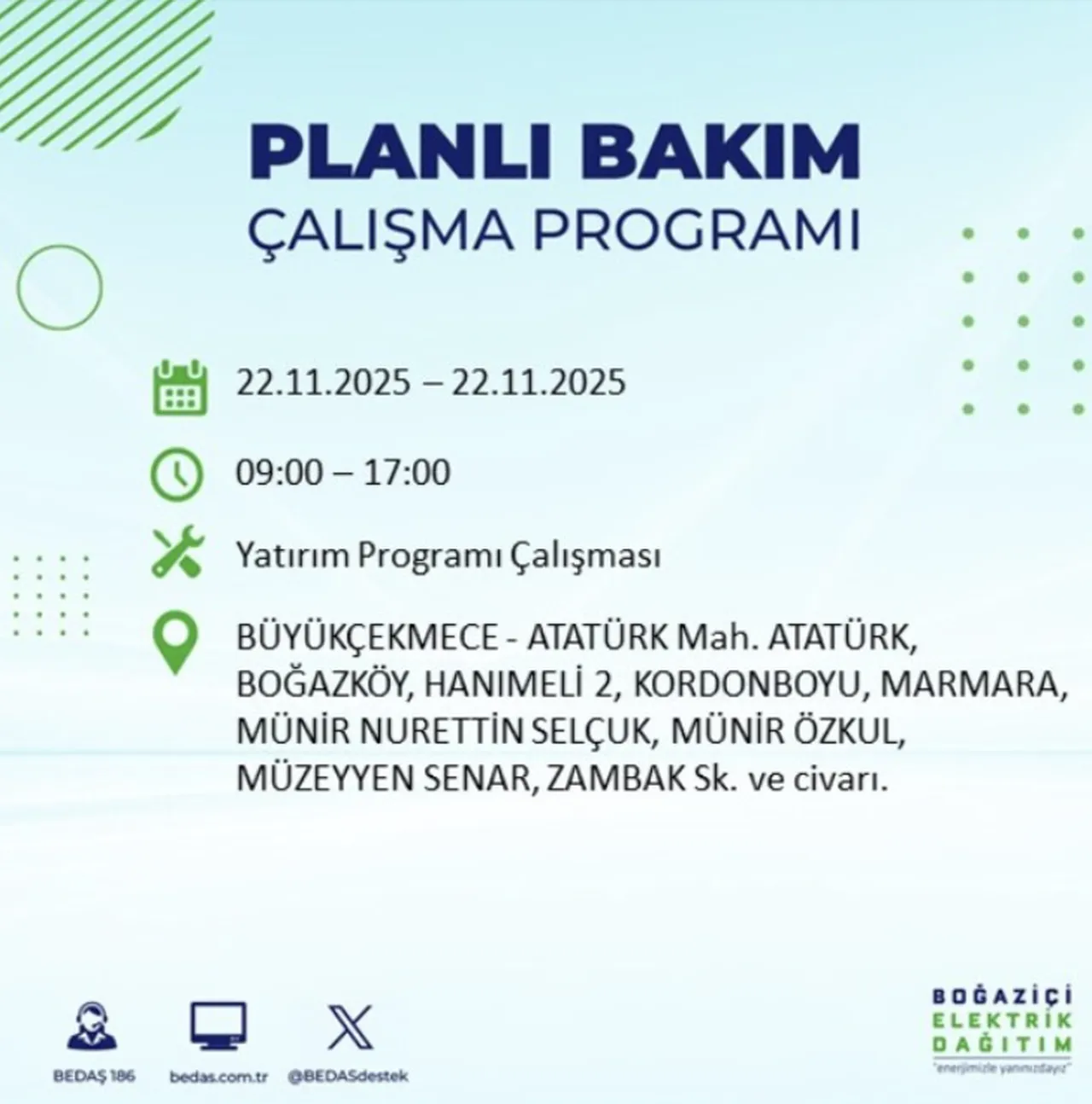 Son dakika İstanbul elektrik kesintisi! 22 Kasım Cumartesi İstanbulda elektrikler ne zaman gelecek?