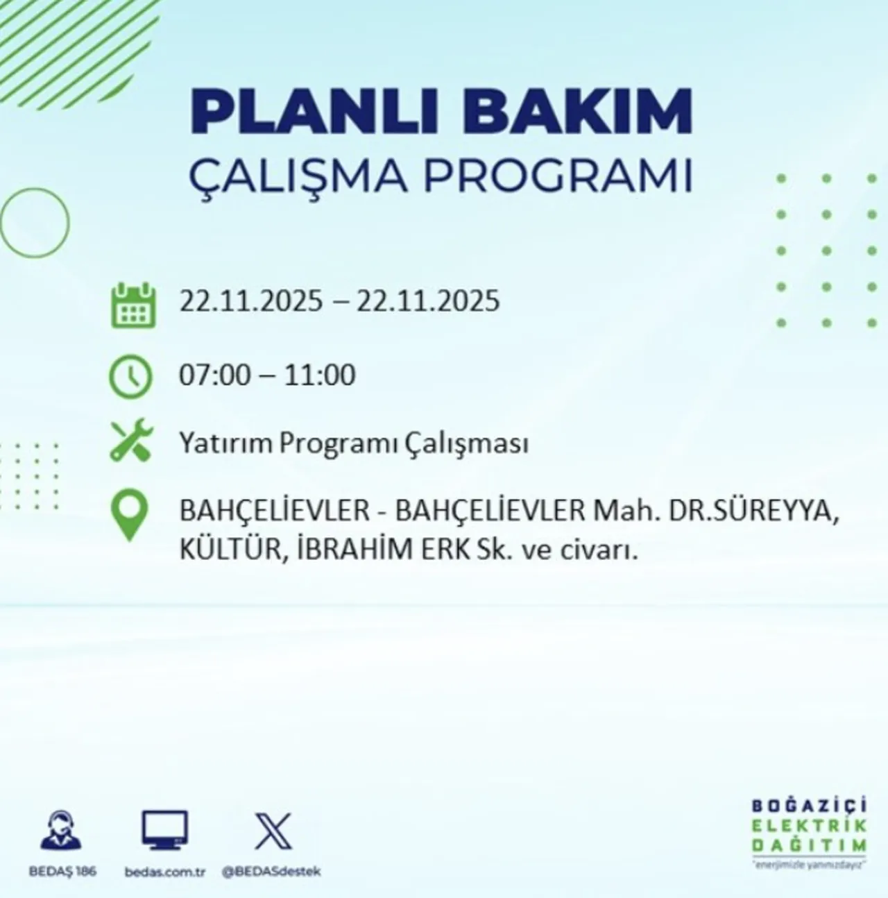 Son dakika İstanbul elektrik kesintisi! 22 Kasım Cumartesi İstanbulda elektrikler ne zaman gelecek?