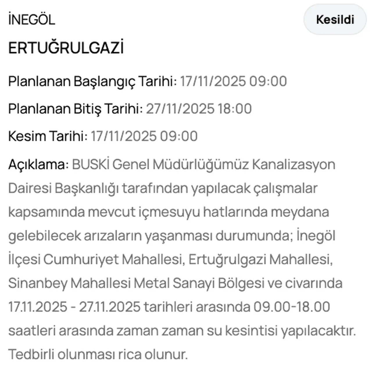 BUSKİ su kesintisi: 24 Kasım Bursada sular ne zaman, saat kaçta gelecek?