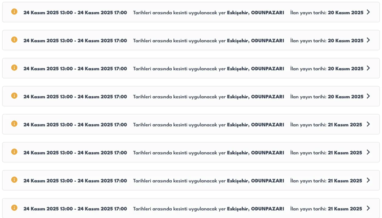 Eskişehir elektrik kesintisi 24 Kasım listesi! Eskişehirde elektrikler ne zaman gelecek?