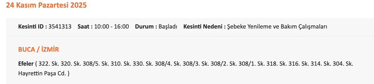Gediz Elektrik kesintisi sorgulama!  24 Kasım İzmirde elektrikler ne zaman gelecek?