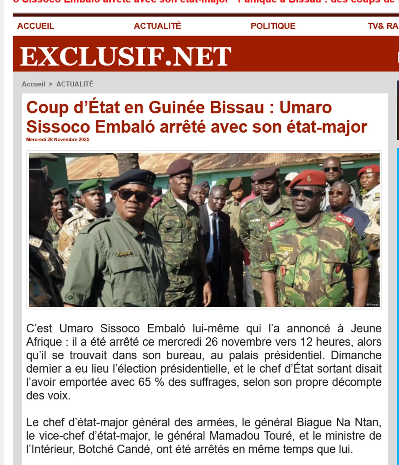 Gine-Bissau’da darbe oldu! Ordu yönetime el koydu: Sınırlar kapatıldı