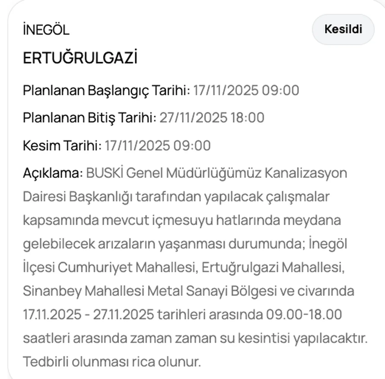 Son dakika Bursa su kesintisi! BUSKİ duyurdu, sular ne zaman gelecek, saat kaçta?