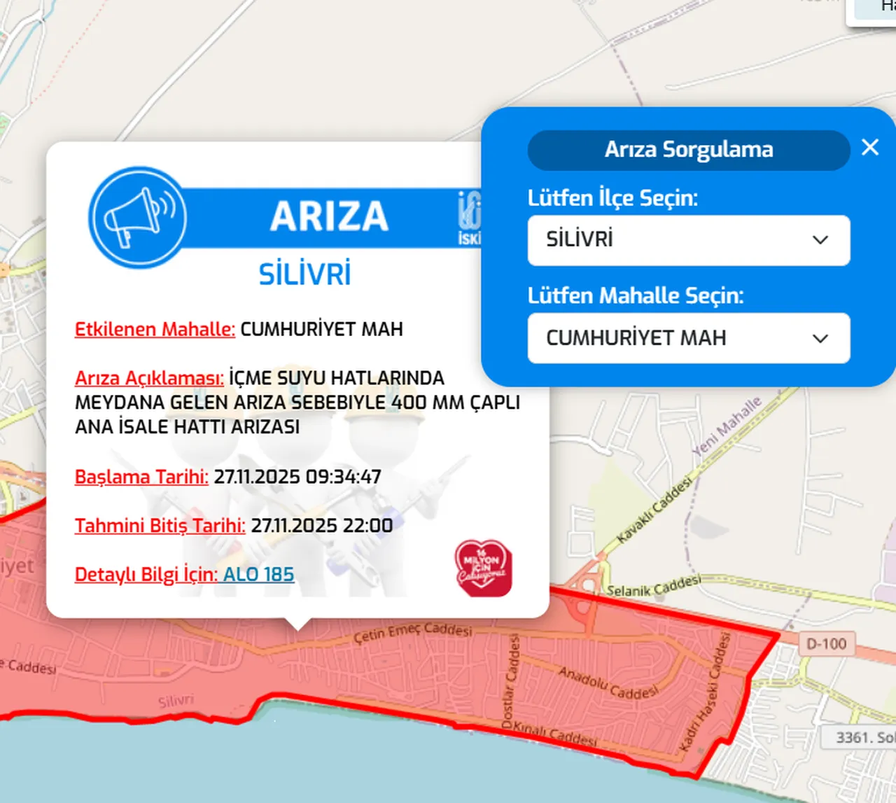 İstanbul su kesintisi ne zaman bitecek? İSKİ 27 Kasım su kesintisi arıza sorgulama!