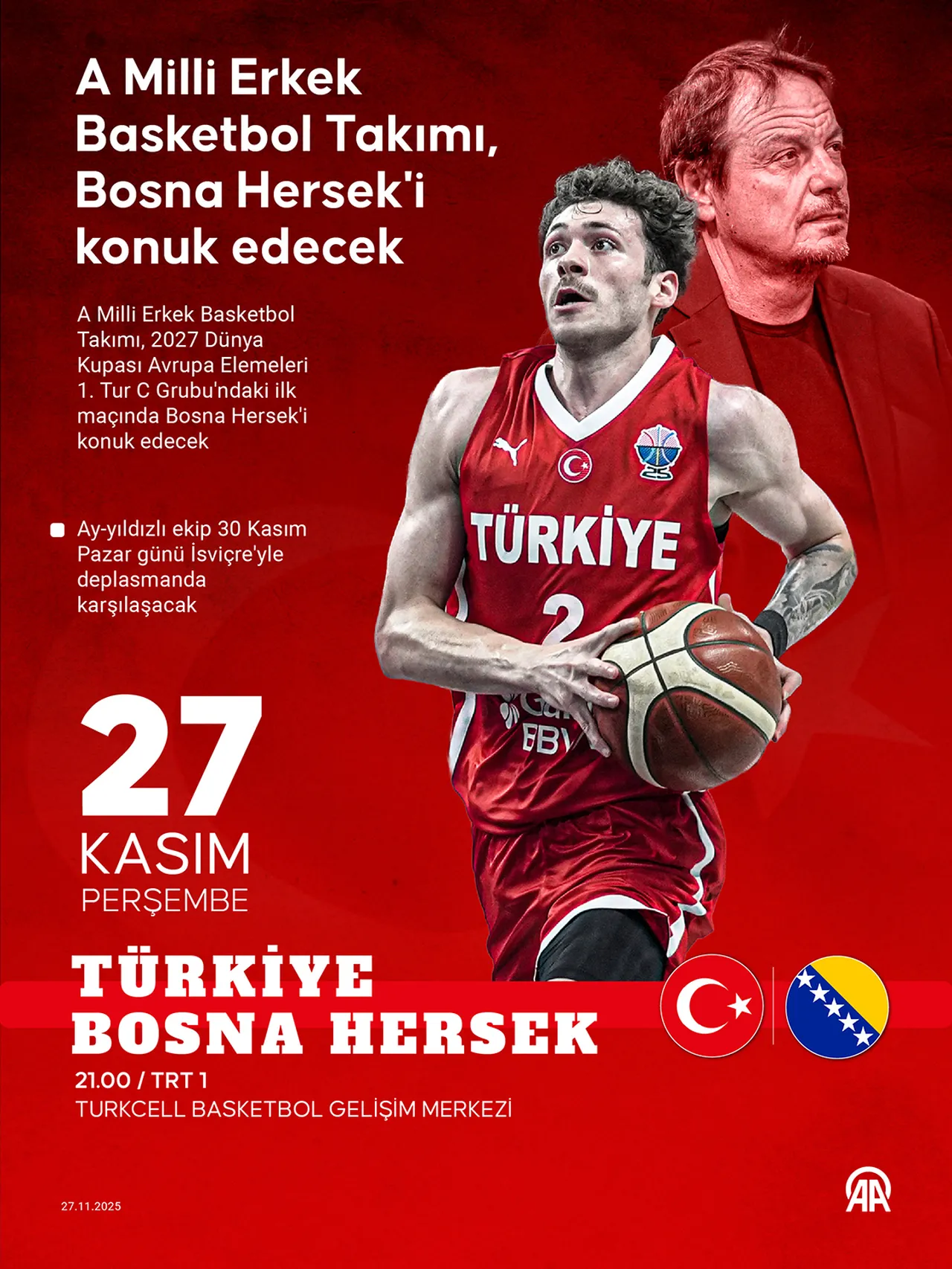 Türkiye-Bosna Hersek basketbol maçı ne zaman, hangi kanalda? Şifresiz yayınlanacak
