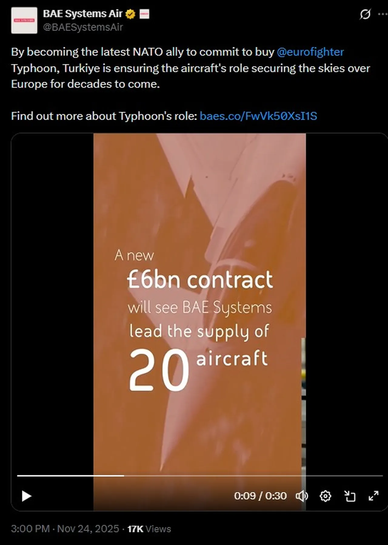 BAE Systems, 24 Kasım 2025'te paylaştığı yeni mesajda ise sözleşmenin 6 milyar GBP'ye çıktığını resmen duyurdu. Yani toplam sözleşme bedelinin 600 milyon GBP daha arttığını beyan etmiş oldu.