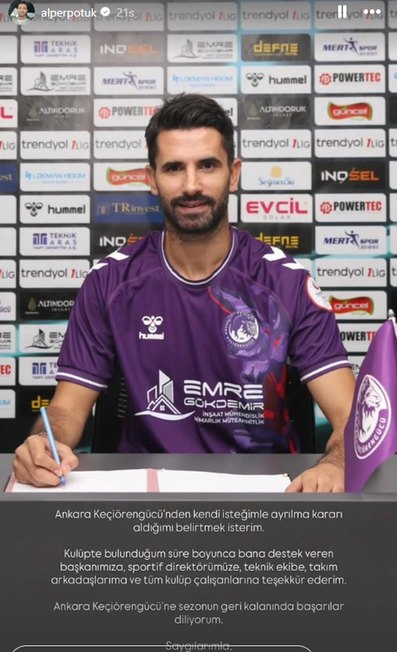 Ayrılık açıklandı: Alper Potuk'un Keçiörengücü macerası 5 maç sürdü