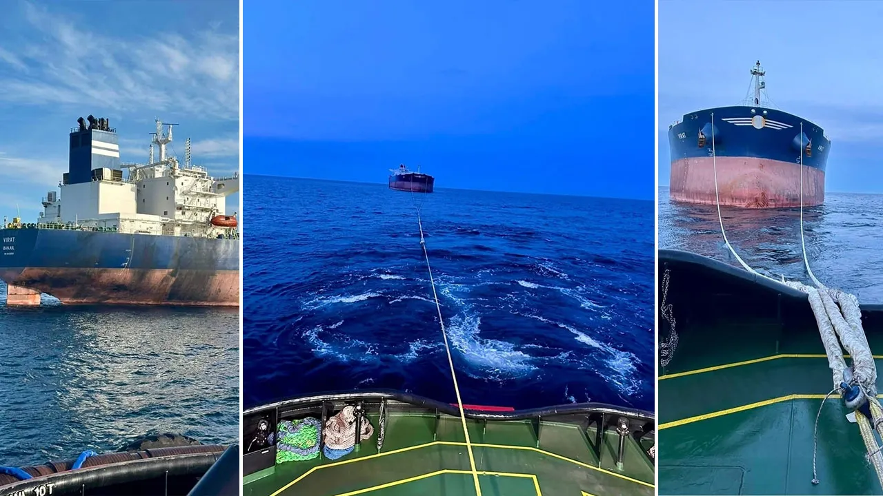 Karadeniz'de vurulmuştu! 'Virat' isimli gemi Türkeli'ye çekiliyor