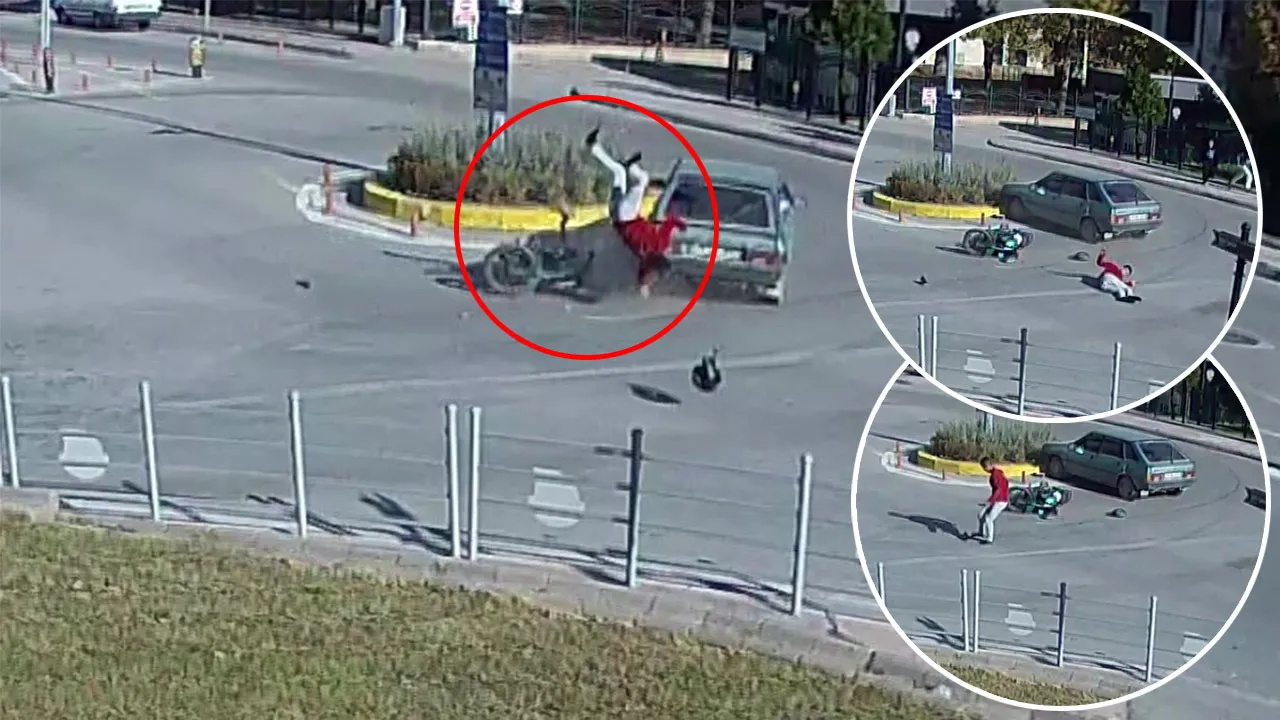Motosikletle havada takla attı! Kalkınca ilk yaptığı şey ayakkabısını giymek oldu