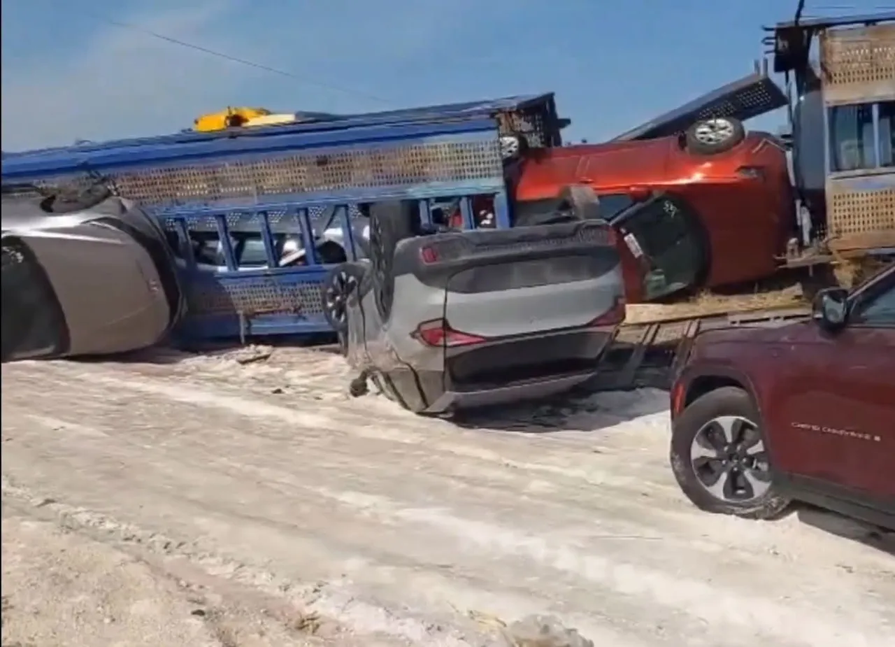 Tır devrildi, milyonluk sıfır araçlar hasar gördü