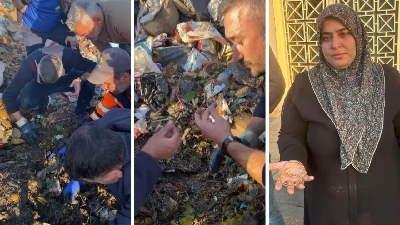 Altın bilezikleri çöp dağlarının arasında bulundu