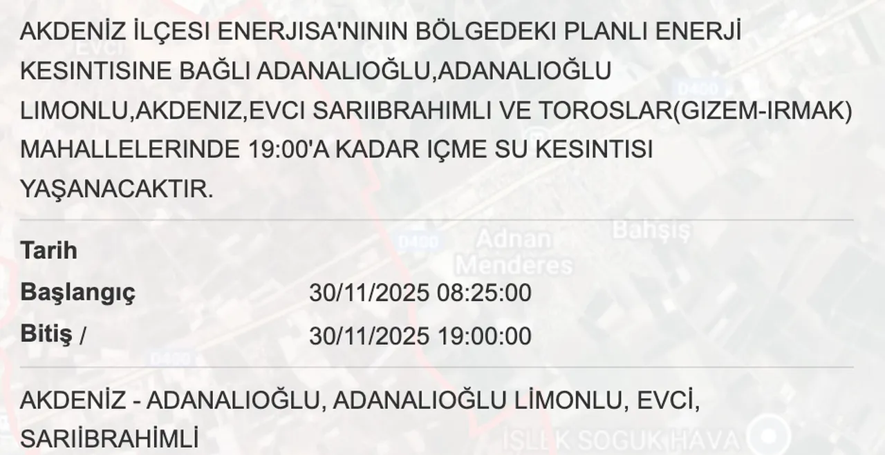 30 Kasım MESKİ su kesintisi! Mersinde sular ne zaman gelecek?