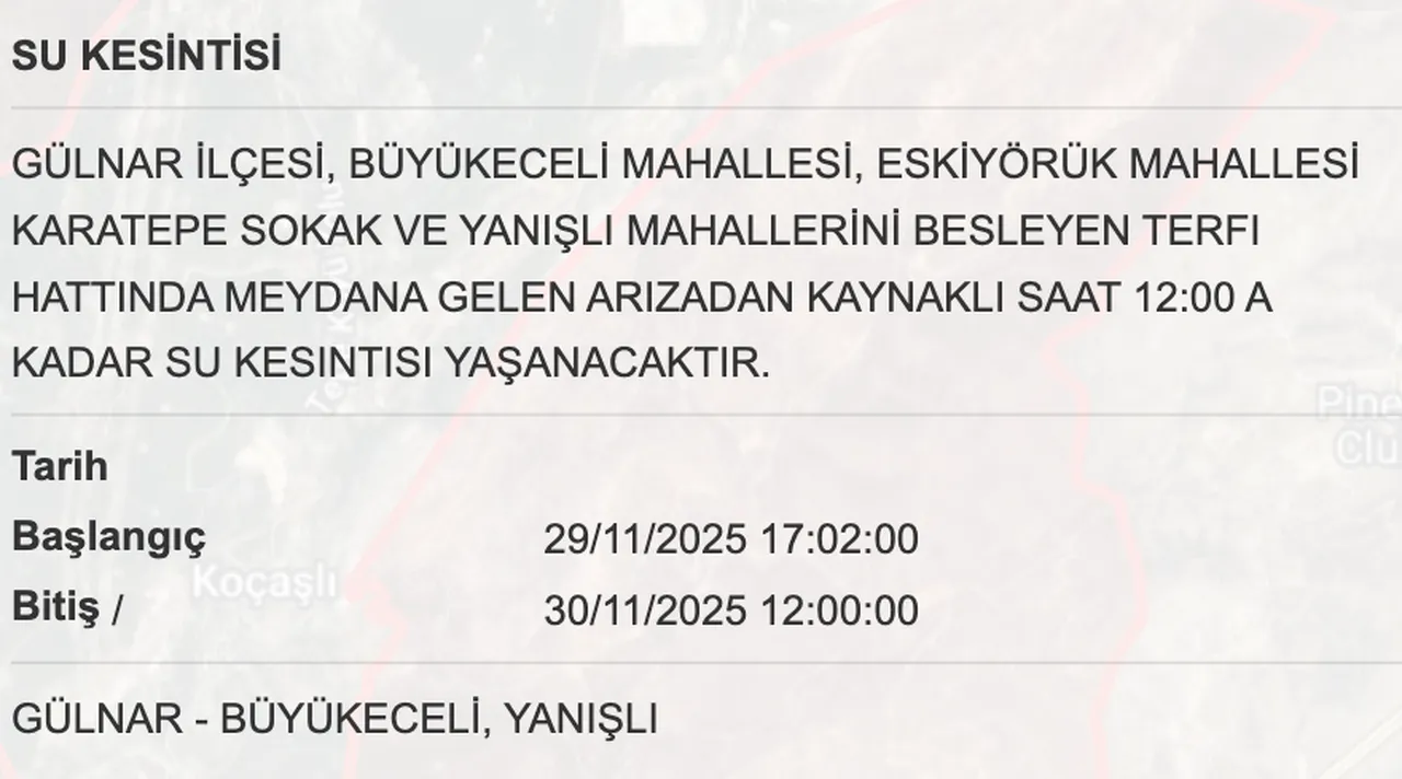 30 Kasım MESKİ su kesintisi! Mersinde sular ne zaman gelecek?