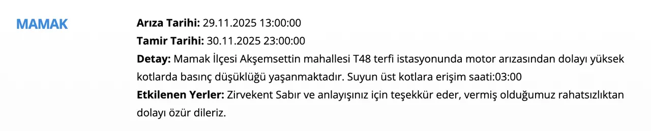 Ankara su kesintisi sorgulama ekranı! 30 Kasım Aralıkta sular ne zaman gelecek, saat kaçta?