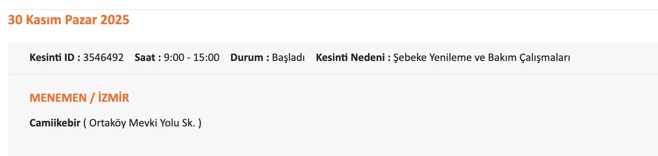 GEDİZ elektrik kesintisi! 30 Kasım İzmirde elektrikler ne zaman gelecek, saat kaçta?