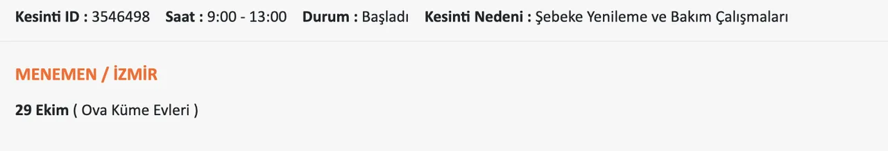 GEDİZ elektrik kesintisi! 30 Kasım İzmirde elektrikler ne zaman gelecek, saat kaçta?