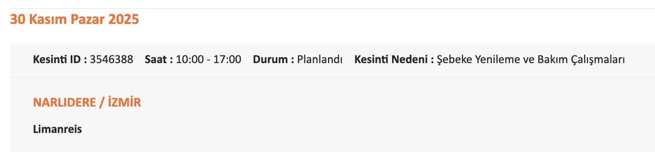 GEDİZ elektrik kesintisi! 30 Kasım İzmirde elektrikler ne zaman gelecek, saat kaçta?
