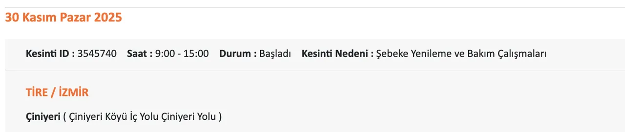 GEDİZ elektrik kesintisi! 30 Kasım İzmirde elektrikler ne zaman gelecek, saat kaçta?
