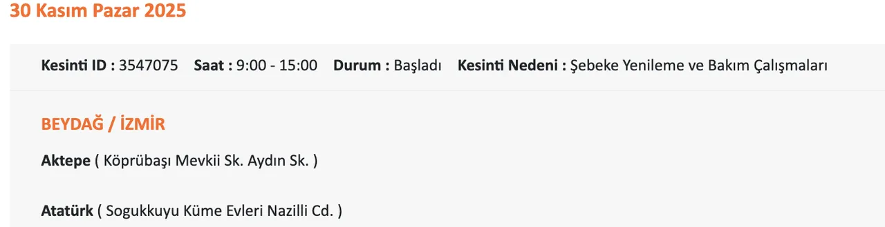 GEDİZ elektrik kesintisi! 30 Kasım İzmirde elektrikler ne zaman gelecek, saat kaçta?