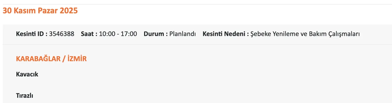 GEDİZ elektrik kesintisi! 30 Kasım İzmirde elektrikler ne zaman gelecek, saat kaçta?